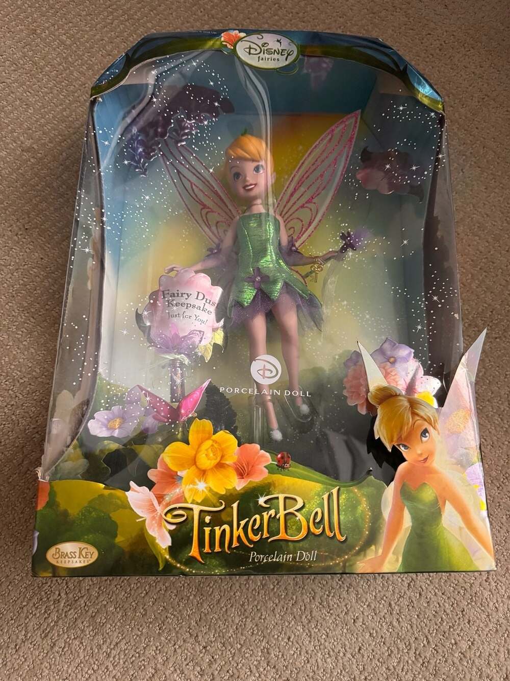 Disney Fairies Tinker Bell Porcelain Doll Brass Key Keepsake 2008